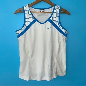 Nike White Blue Golf Tennis Tank Top Athletic